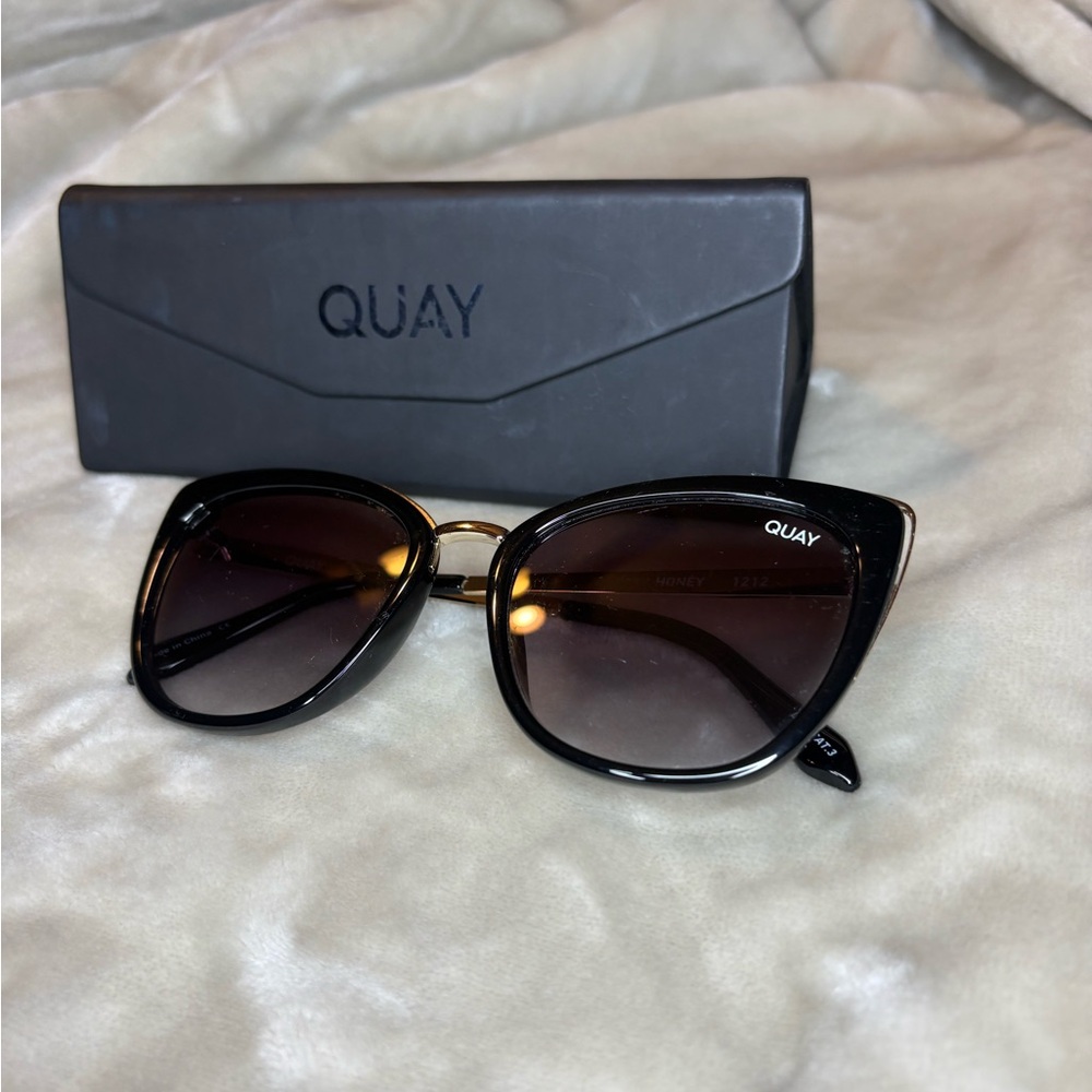 Quay Australia Black and Gold Cat-Eye Sunglasses